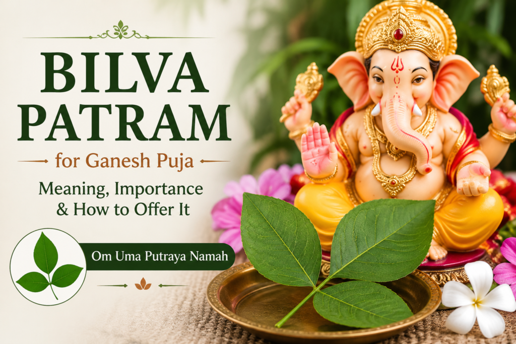 Bilva Patram for Ganesh Puja with Lord Ganesha – sacred Maredu leaf for Vinayaka Chavithi