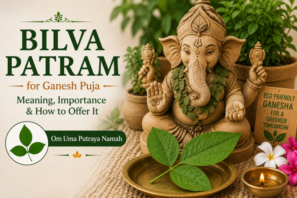 Bilva Patram for Ganesh Puja with Lord Ganesha – sacred Maredu leaf for Vinayaka Chavithi