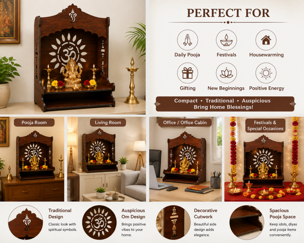 Wooden Ganesh mandir for special pooja, festivals and housewarming